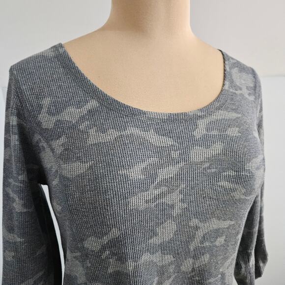 New Tribal Jeans Gray Green Camo Scoop Neck Tunic Dress 3/4 Bow Sleeves Pocket - Picture 5 of 16